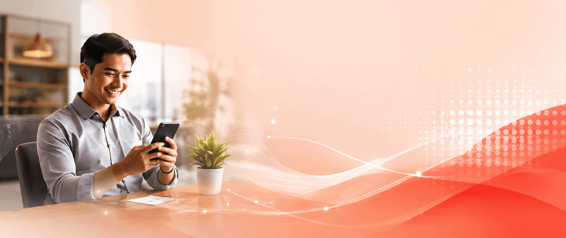 Employee using smartphone
